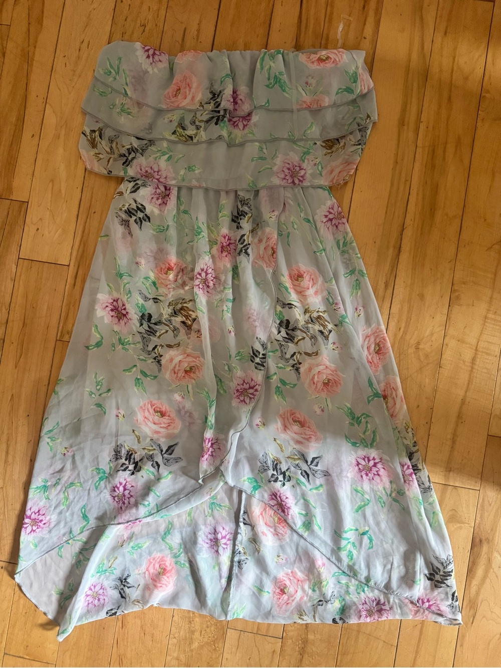 NWT Charlotte Russe Floral Strapless High/Low Dress